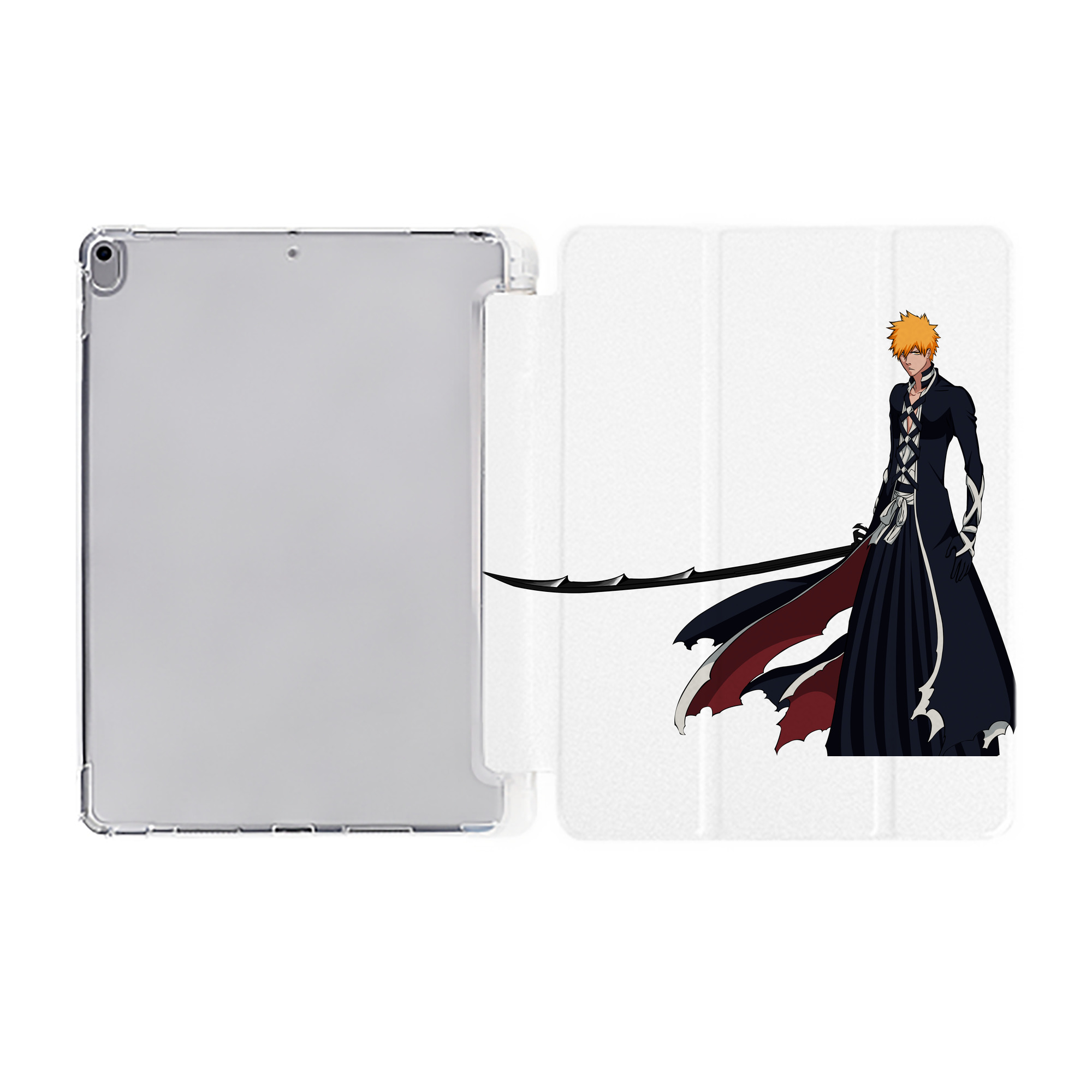 （画像用） ブリーチ 黒崎一護（くろさき いちご）BLEACH Kurosaki Ichigo IPad ケース ペン収納付き 三つ折りスタンド PUレザー×シリコン 対応機種9.5/10.5/10.9インチ